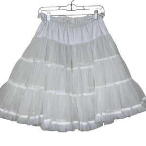 Malco Modes Partners Please Women M White Tiered Tulle Petticoat Crinoline Skirt